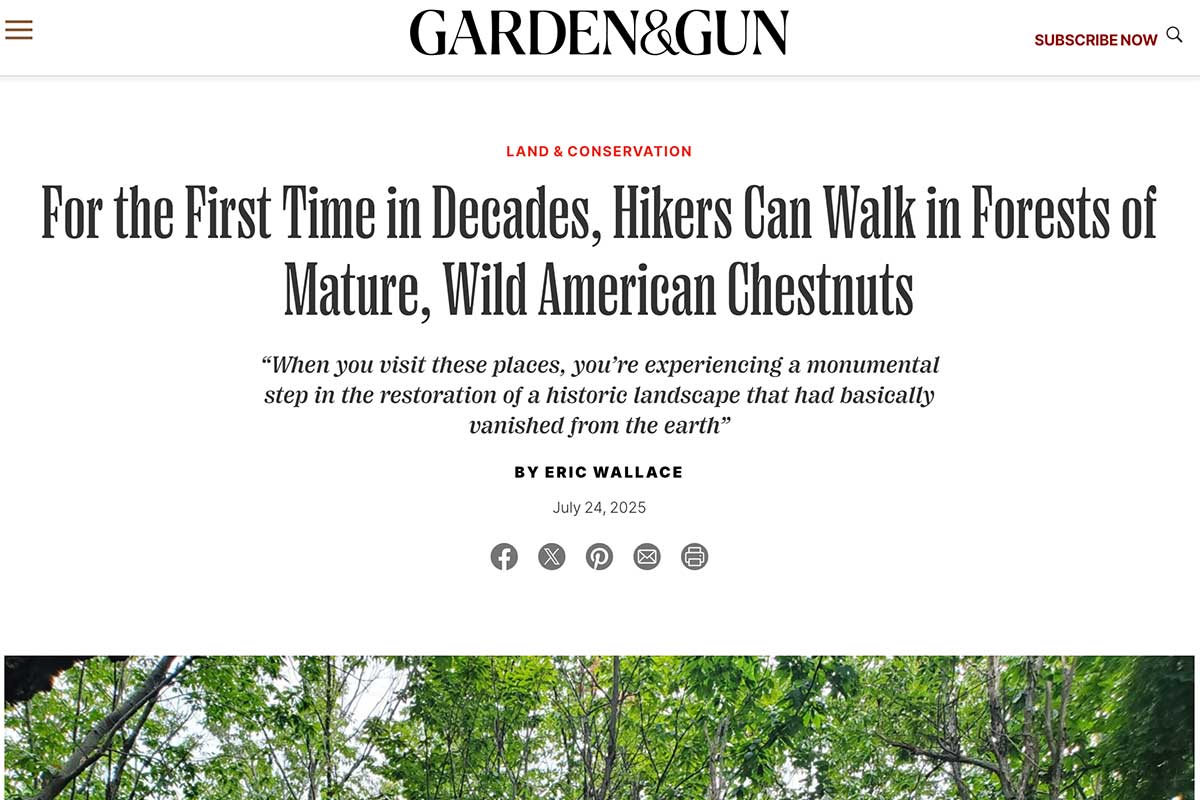 screenshot of Garden and Gun magazine article 2025