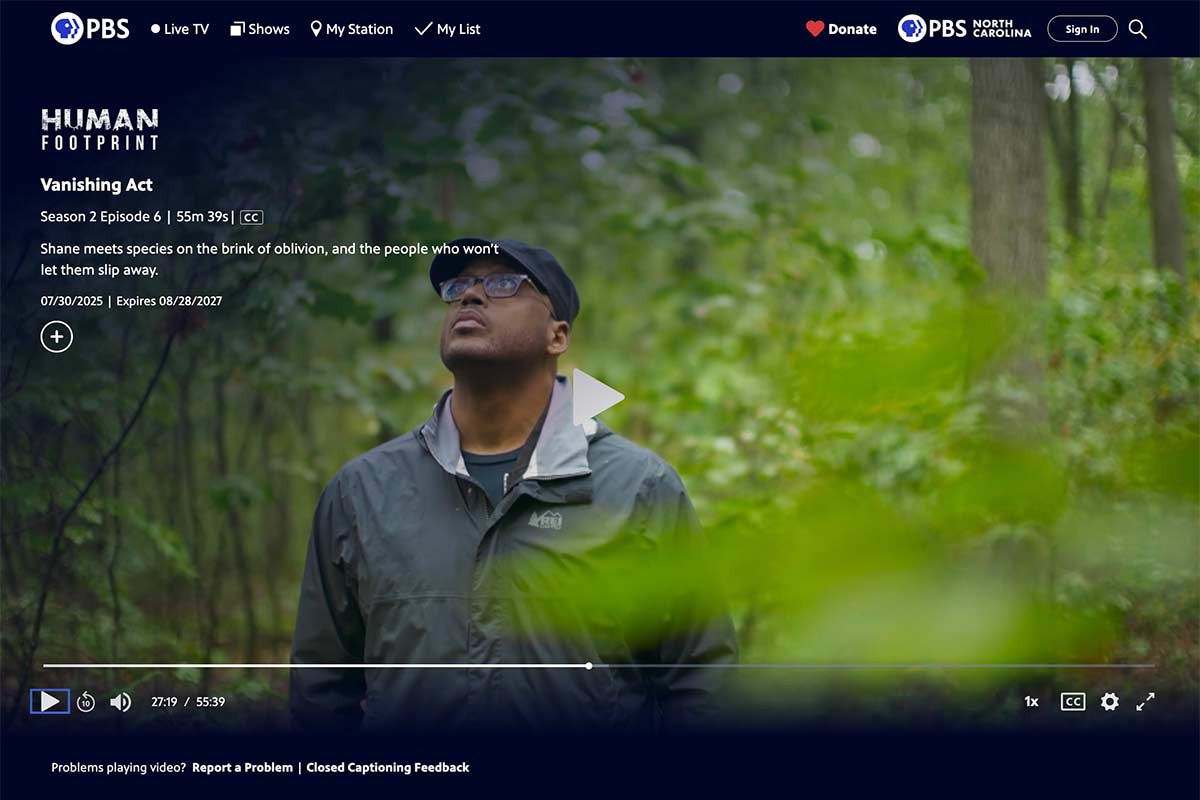screenshot of the TV show Human Footprint on PBS featuring TACF