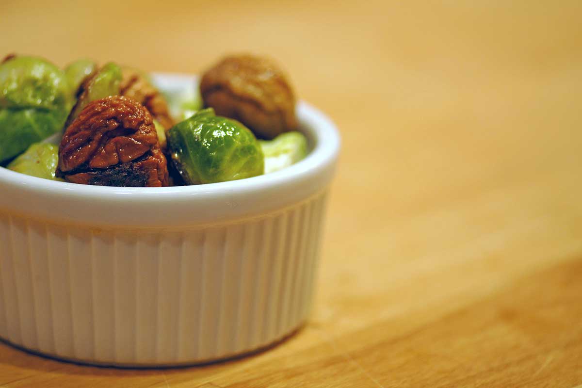 a recipe with chestnuts and brussel sprouts