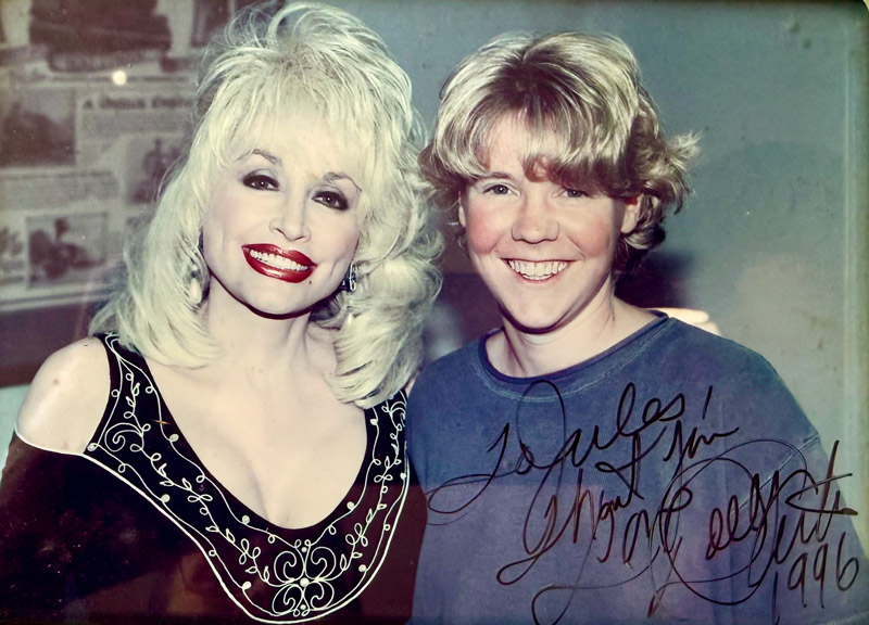 Autographed photo of Dolly Parton with Jules Smith in 1996